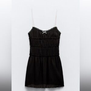 Zara little bow textured dress - size xl black